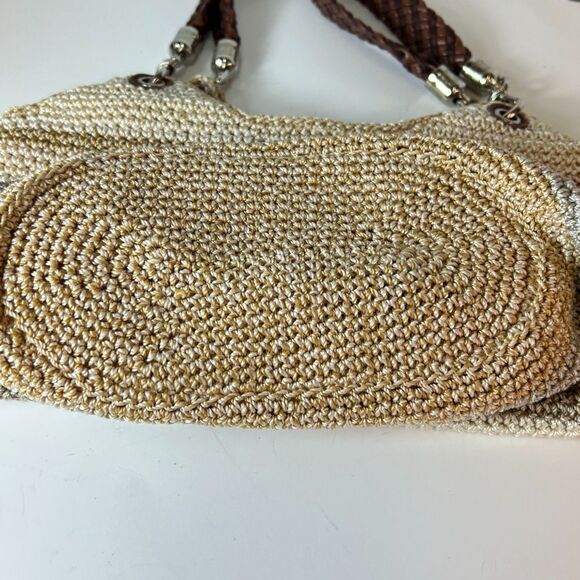 The Sak Indio Beige Sand Stripe Crochet Slouchy Hobo Braided Strap Shoulder Bag - Picture 10 of 15